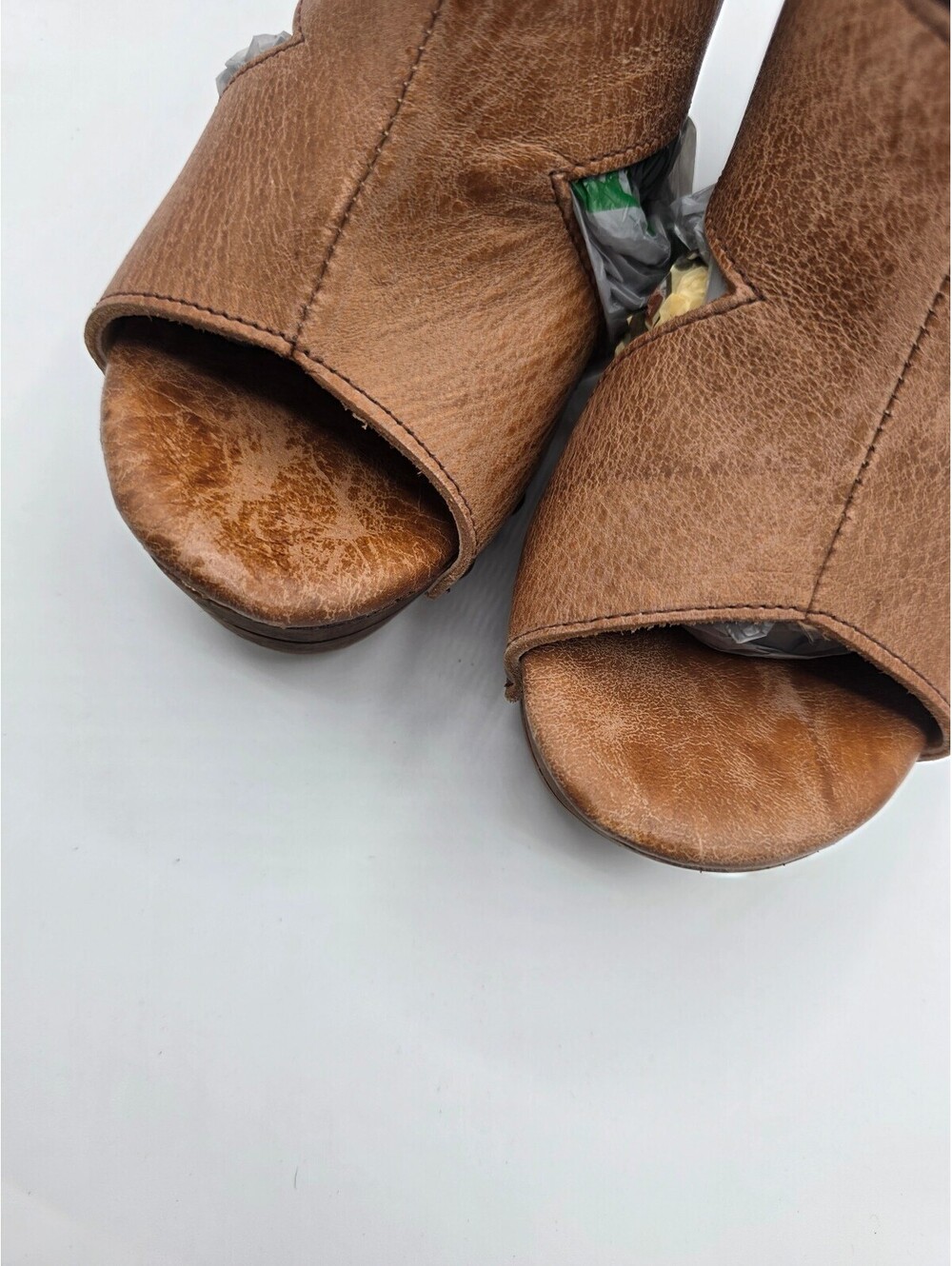 Bed Stu Womens Olea sandals shoes distressed leather wood platform wedge sz 7.5 - Picture 5 of 10